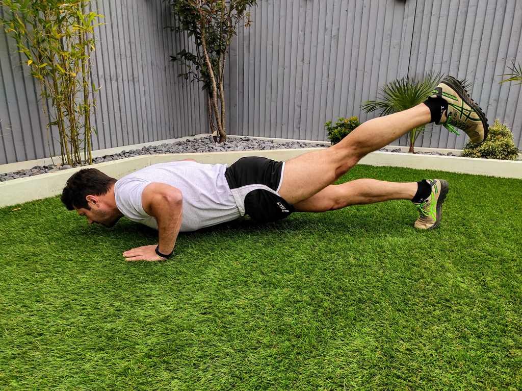 Press up with one leg lifted of ground
